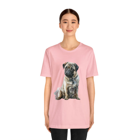 Loving Pug in Watercolor - Short Sleeve Tee